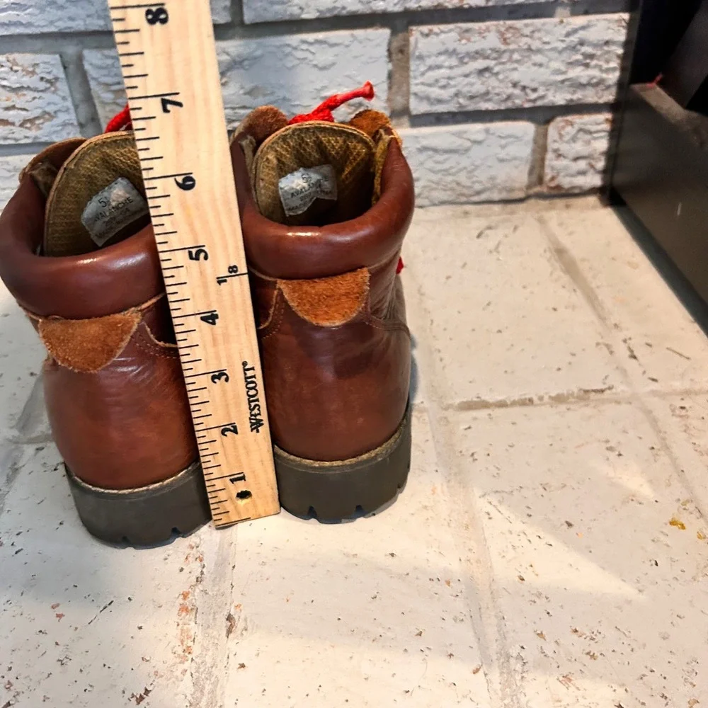 American Eagle Avalanche Brown Leather Hiking Boots Red Laces 269-G4 Mens 5.5